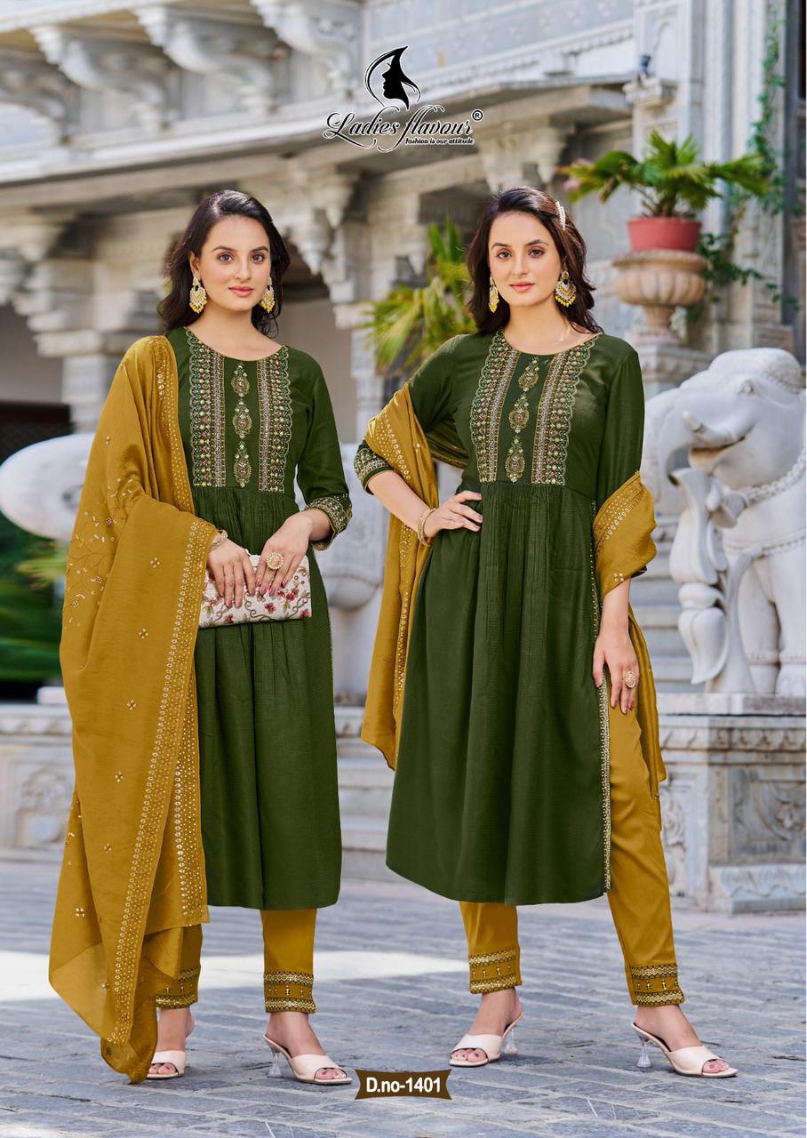 Ladies Flavour Copper Stone 14 Kurti With Bottom Dupatta Catalog
